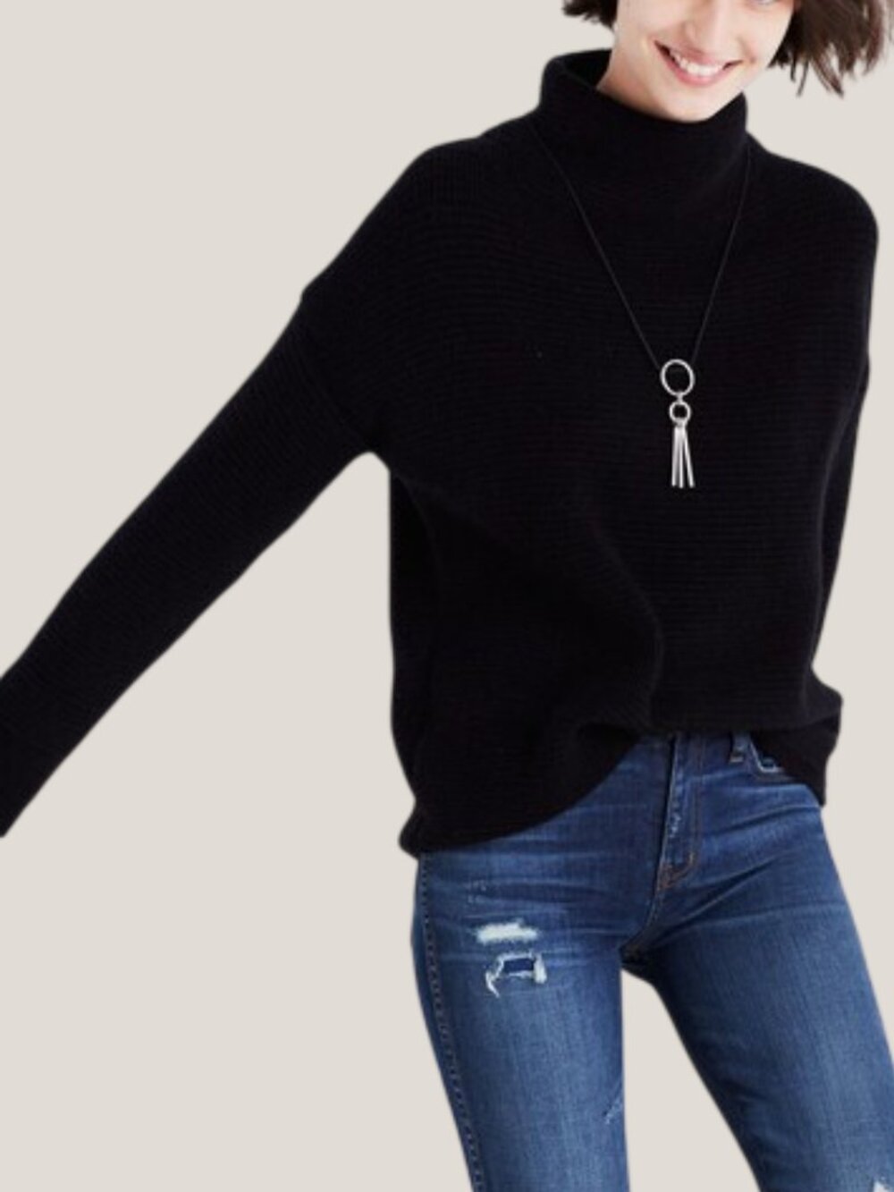 Madewell Southfield Mockneck Sweater True Black Medium